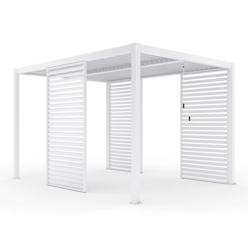 Pergola ogrodowa tarasowa aluminiowa LUXE 4 x 4 m Biały z oświetleniem LED
